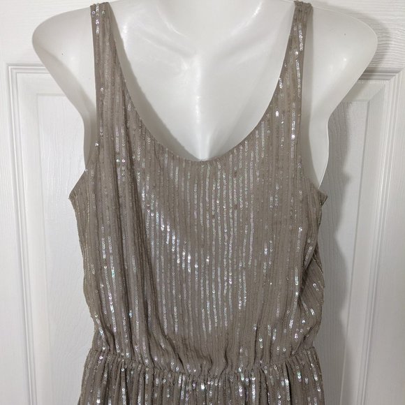 Renzo + Kai 100% Silk Gray Iridescent Sequined Wrap Skirt Mini Dress - size S - Picture 8 of 14
